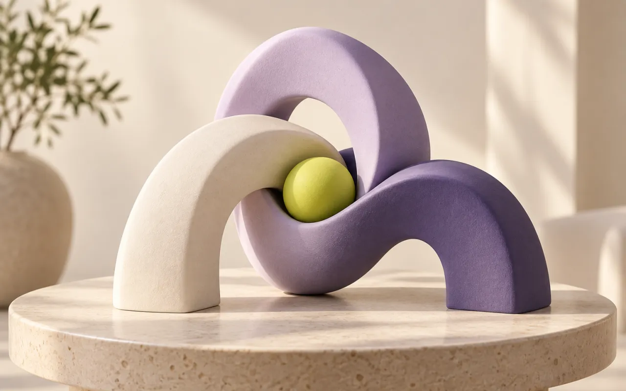 Three interlocking arches surrounding a lime sphere, representing connected perspectives.