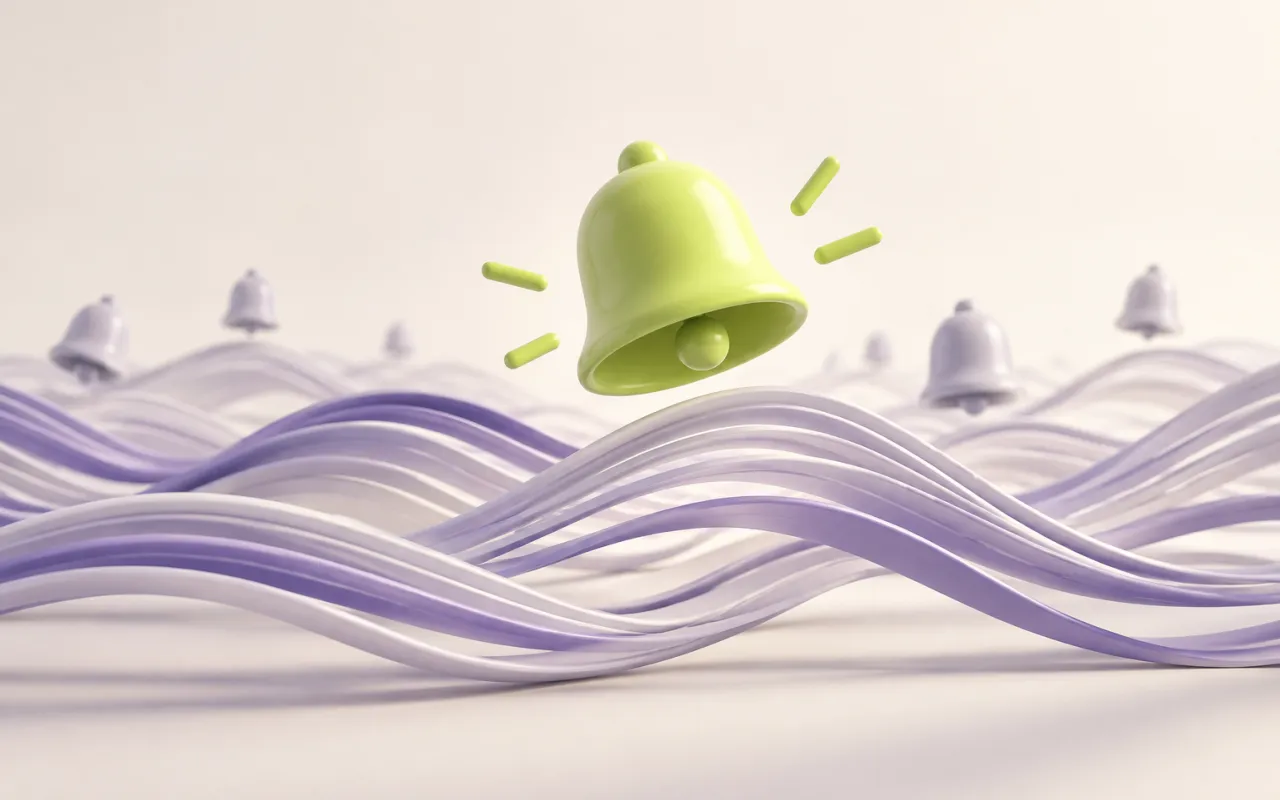 One lime bell stands above waves of quieter signals.