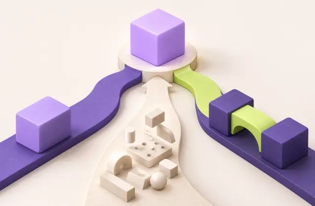 Three routes represent a ready-made product, custom assembly, and connected modules.