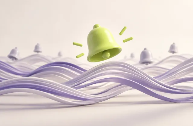 One lime bell stands above waves of quieter signals.